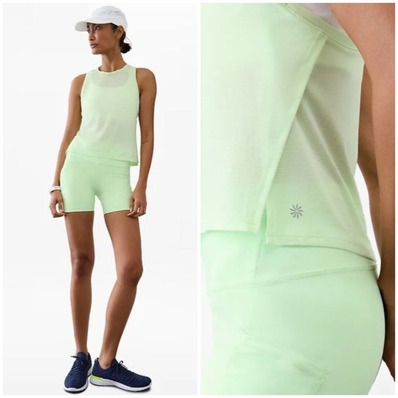 Athleta Tops - Athleta • NWT Grid Knit Singlet Tank Top Lime Green Athletic Racerback Small